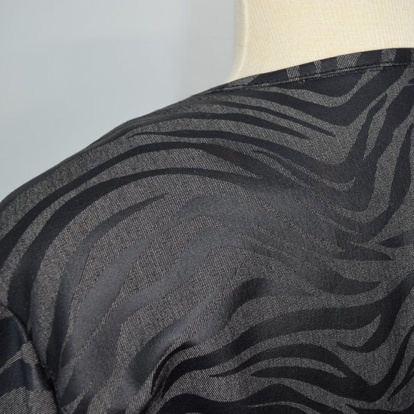 Kenneth Cole Blk Zebra Moto Stretch Denim Jacket L - Picture 8 of 13